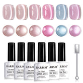 RARJSM Glassy cat eye nude bottle finish enhances chic manicure with reflective depth