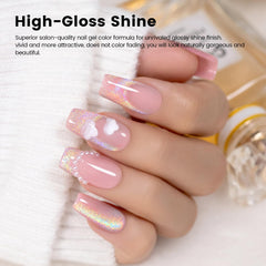 RARJSM iridescent glitter gel close-up highlighting subtle nude base and sparkle