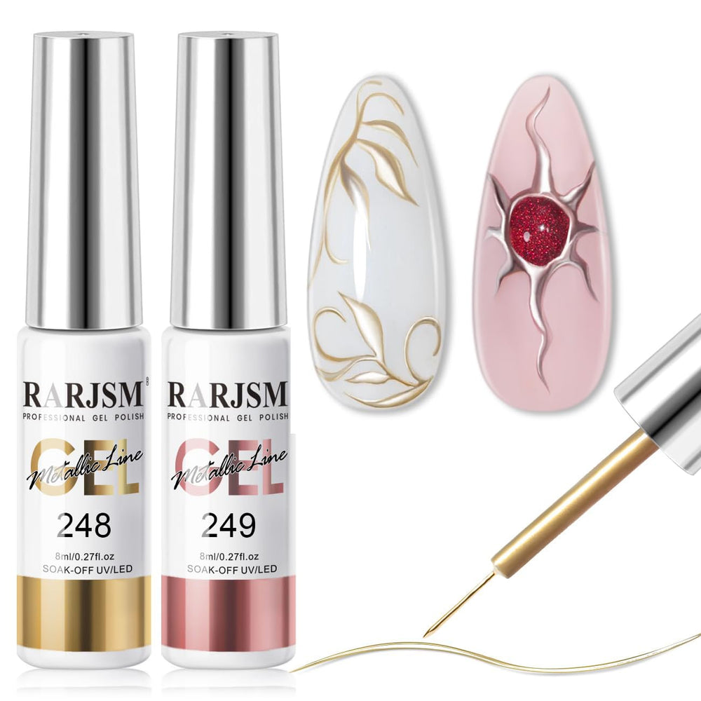 RARJSM bronze metallic chrome gel liner for bold chrome accents on nails.