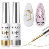 RARJSM metallic gel liner silver bottle close-up with mirror shine for chic nails