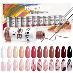 RARJSM Nail Art Gel Liner bottle swatches show color range for precise line art.