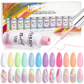RARJSM pastel gel liner set bottles shown for versatile nail art ideas.