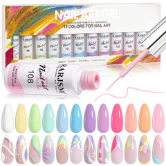 RARJSM pastel gel liner set bottles shown for versatile nail art ideas.