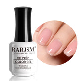RARJSM Nude Gel Polish bottle in cherry blossom pink for natural nails.