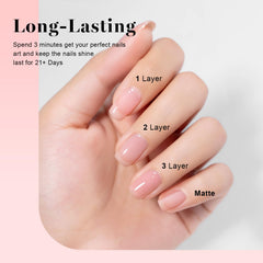 RARJSM nude gel polish bottle with UV-LED cure for long-lasting shine.