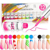 RARJSM neon pink gel polish with line-art feature for bold nails