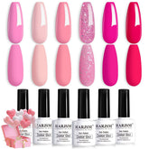 RARJSM pack shot of the pink gel nail polish set for versatile summer nails.