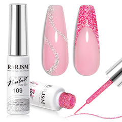 RARJSM reflective silver gel nail art shines under light for dramatic nails.
