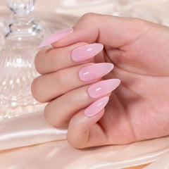 RARJSM rubber base application brush demonstrates easy self-leveling for extended nails.