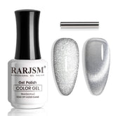 RARJSM Silver Cat Eye gel polish bottle with magnetic shimmer.