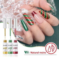 RARJSM Swatch of metallic lines on nails showing radiant finish