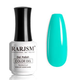 RARJSM turquoise blue gel nail polish bottle shows vibrant color for at home manicures