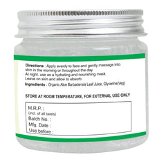 Raslok Aloe Vera Gel face application demonstrates light, non-sticky hydration.