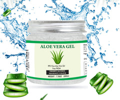 Raslok Aloe Vera Gel packaging back view highlights simple, natural packaging.