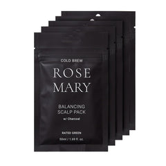 RATED GREEN rosemary balancing scalp pack packaging for on-the-go care.