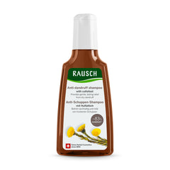 RAUSCH Coltsfoot Anti-Dandruff Shampoo bottle shows gentle scalp care