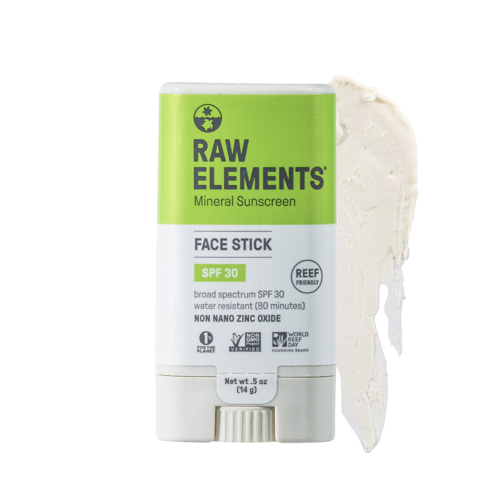Raw Elements face sunscreen stick SPF 30 in action for daily protection