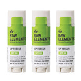 Raw Elements Lip Rescue SPF 30 front view for outdoor lip protection