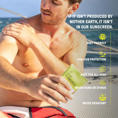 Raw Elements zinc-oxide mineral formula provides reef-safe protection on beach and pool days.