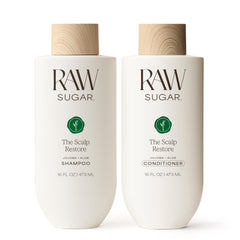 RAW SUGAR Scalp Restore Shampoo bottle refreshing the scalp for a clean feel