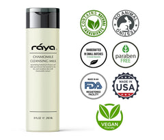 Raya Chamomile Blossom and Elder Flower closeup highlights soothing botanicals.