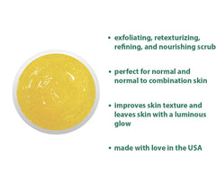 Raya exfoliating action on skin suggests even texture refinement