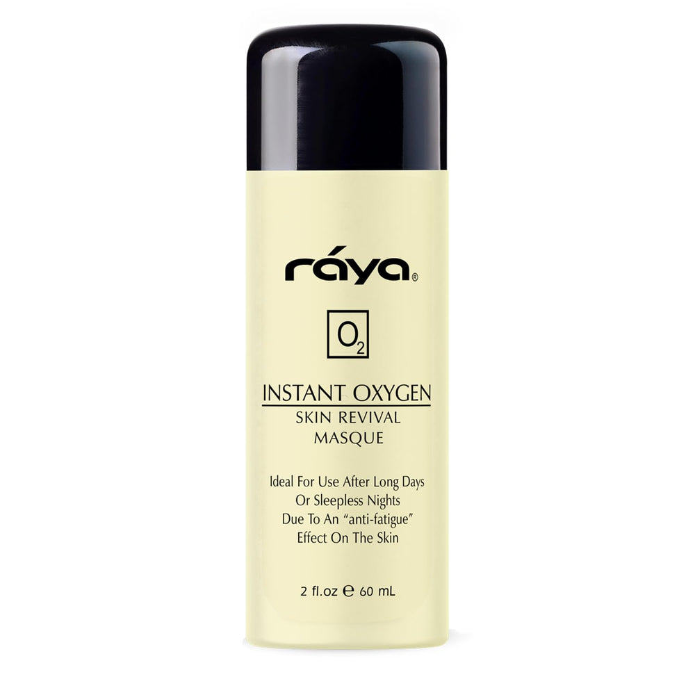 Raya Instant Oxygen Skin Revival Masque packaging showcases premium paraben-free skincare.