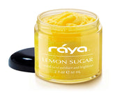 Raya Lemon Sugar Scrub face closeup showing citrus exfoliation for radiant skin
