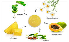 Raya Pineapple Enzyme Facial Scrub ingredients label highlights natural, paraben-free formula