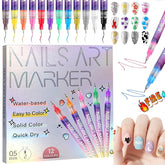 RBQSIPRX 12 colors nail art pens set for vibrant at home manicures