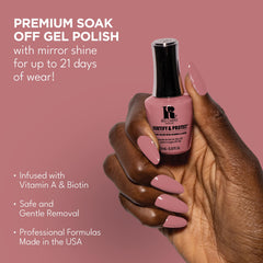 RC Red Carpet Manicure Under The Eiffel bottle, dark nude creme for chic evening nails.