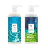 R+Co Atlantis moisturizing shampoo bottle highlights rich hydration for dry hair.