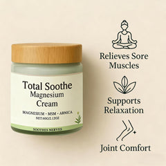 RCSCBC Total Sooth Magnesium Cream applied to knee for mobility support.
