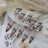 Rdntbeu leopard print rhinestones nails for chic, durable style
