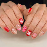 Rdntbeu Valentines nails packaging showing a 24-piece oval set for easy storage.