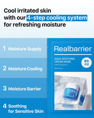 Real Barrier Aqua Soothing Mask sheet closeup highlights soft cotton gauze.