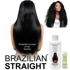 Real Brazilian Straight kit setup shown for home use and professional results.