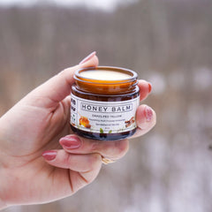 Really Good Blends Tallow Honey Balm label back; clean ingredients for sensitive skin.