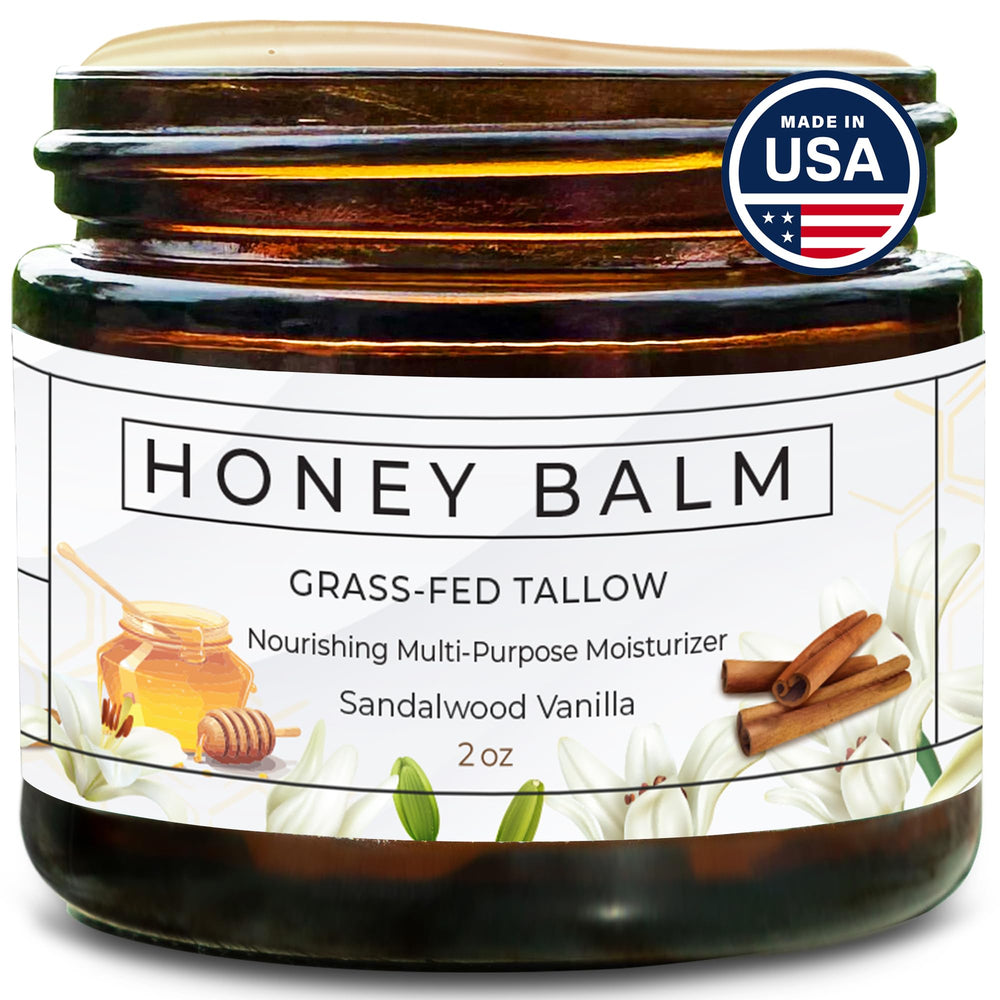 Really Good Blends Tallow Honey Balm jar front view; deep hydration for dry skin.