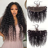 Rebasar 13x4 lace frontal deep wave close-up shows natural hairline and softness.