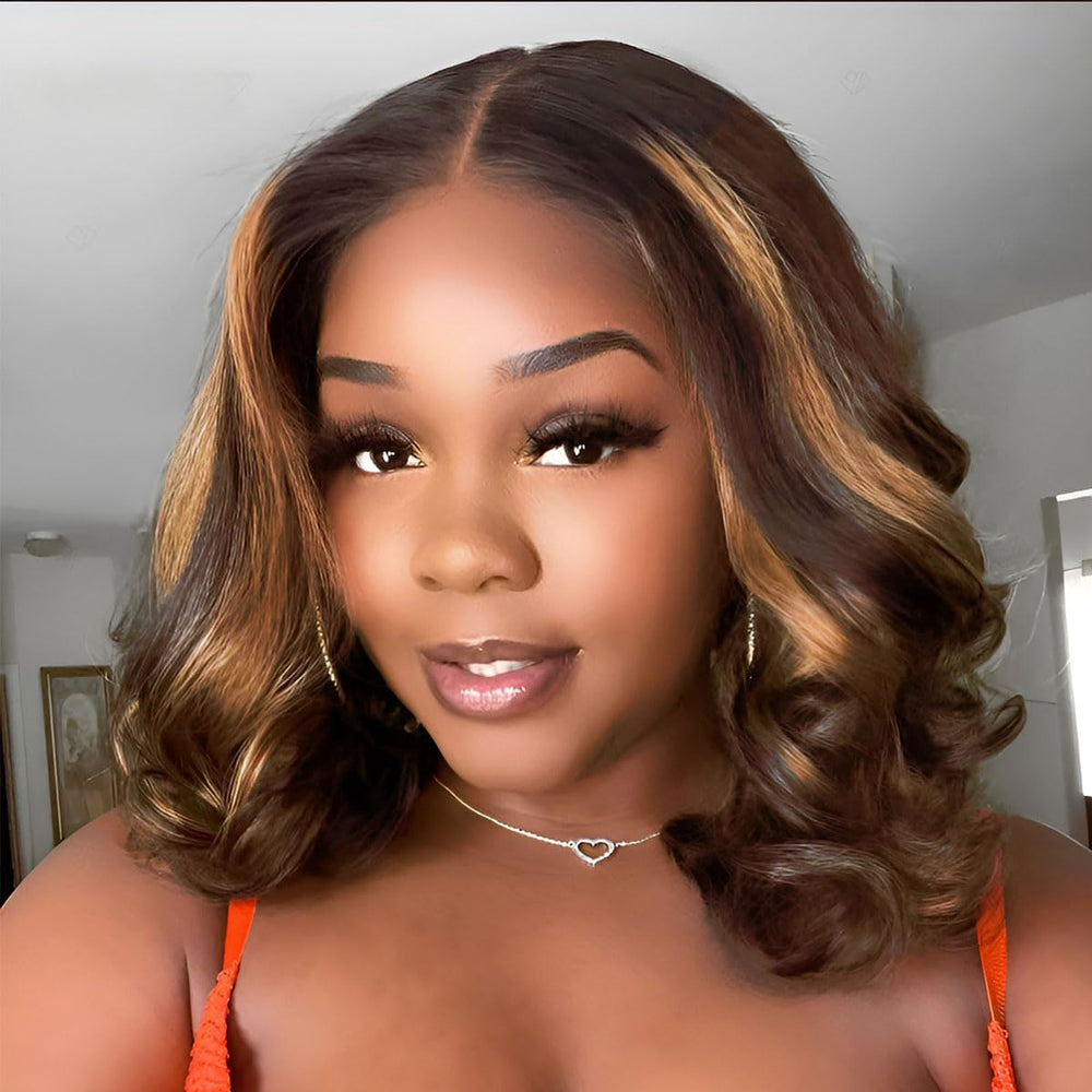 RECOOL Highlight Wig human hair loose body bob for daily wear.