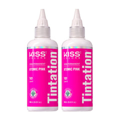 Red by Kiss Tintation Atomic Pink bottle delivers bold color with gradual fade.