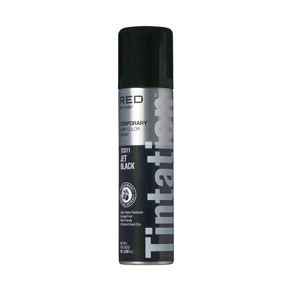 Red by Kiss Tintation Jet Black spray bottle provides instant gray root coverage.