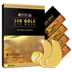 REDANHA 24K gold under-eye patch packaging for premium at home spa use