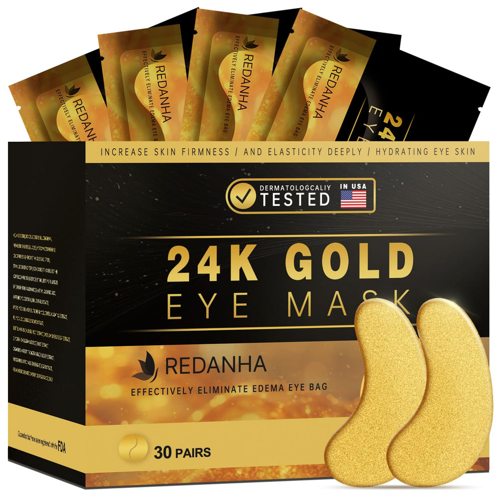 REDANHA 24K gold eye patches for brightening and hydration.