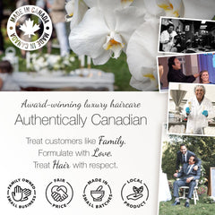 Redavid Orchid Oil Shampoo packaging closeup highlighting sustainable sourcing and Fair Trade