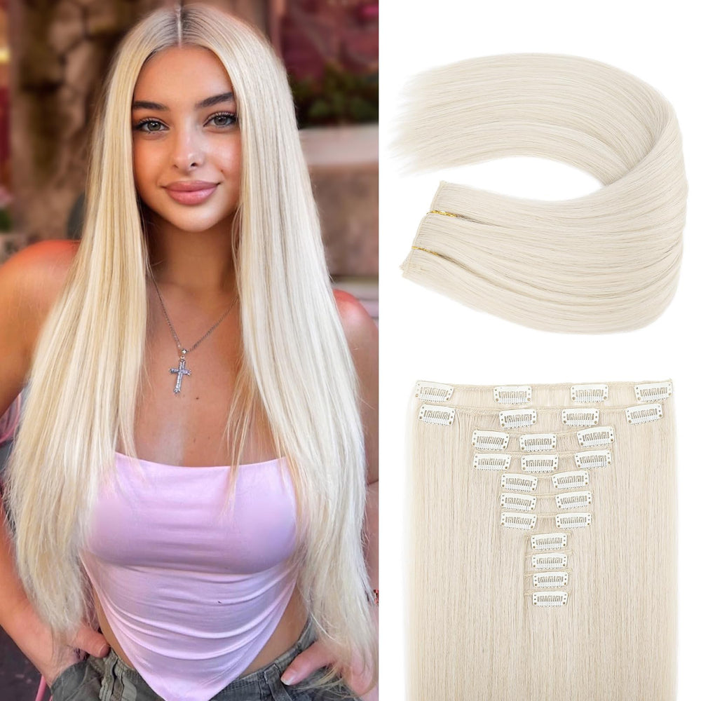 REECHO clip-in hair extensions in 11-piece set for instant length and volume