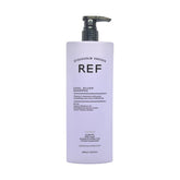 REF Cool Silver Shampoo bottle with blue pigments countering brass tones for blonde hair.