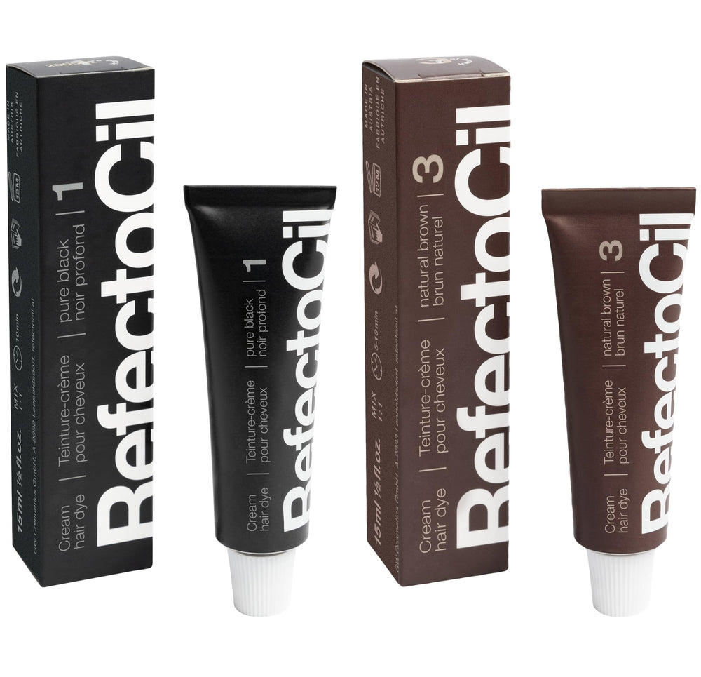 Refectocil Cream Hair Dye 2-Pack No.1 Pure Black for a natural, deep brunette look.