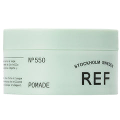 Reference of Sweden REF Pomade N 550 bottle front with high shine and hold.